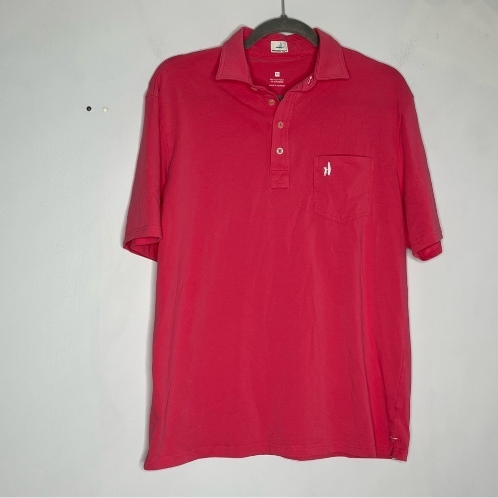 Johnnie-O Size Medium Hangin' Out Pink Stretch Pocket Polo
